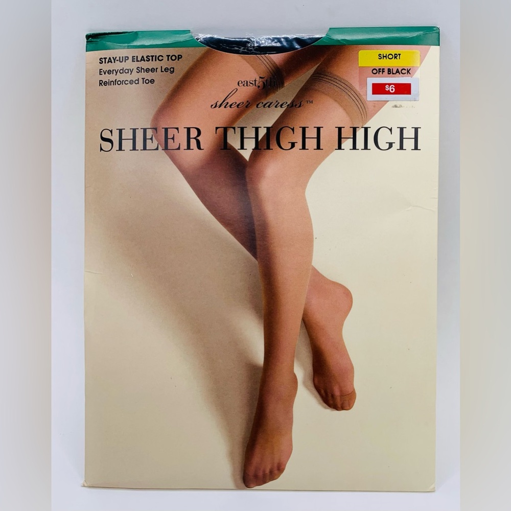 JcPenny East 5th Sheer Caress Pantyhose Silky Sheer Off Black Size Short